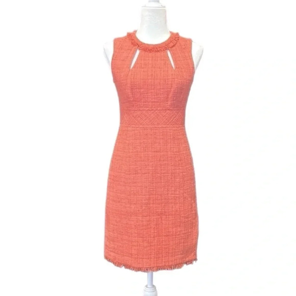 Trina Turk Tweed Sleeveless Dress Tangerine Size 2 - Picture 9 of 12